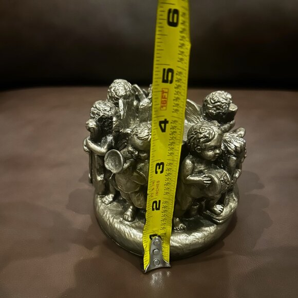 Antique Ornate Cherubs Angel Playing Instruments Candle Holder - Picture 11 of 12